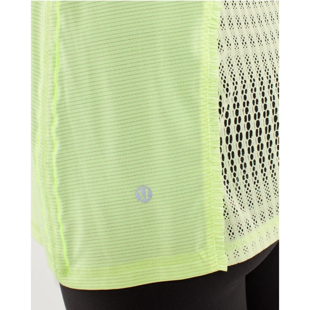Lululemon Mesh Open Back Tank Neon Size 4 NWOT